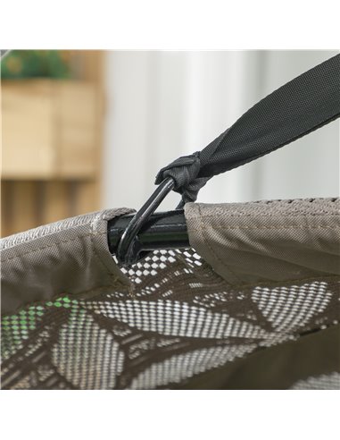 Outsunny Outdoor Double Hanging Chair, Swing Chair with Metal Stand, Thick Padded Cushion, Foldable Basket Cup Holders for Indoo