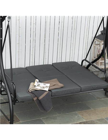 Outsunny 3 Seater Canopy Swing Chair, 2 in 1 Garden Swing Seat Bed, with Adjustable Canopy and Metal Frame, Dark Grey 84A-031V01 - pic 35605 | FastDaddyshop