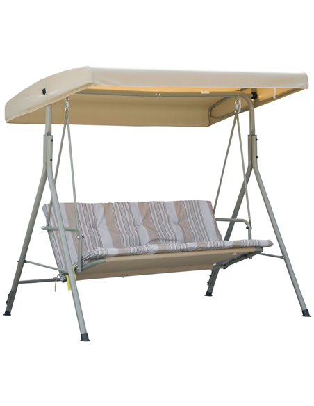 Outsunny 3 Seater Garden Swing Chair, Light Brown 84A-101V01LR - pic 35607 | FastDaddyshop