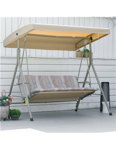 Outsunny 3 Seater Garden Swing Chair, Light Brown 84A-101V01LR