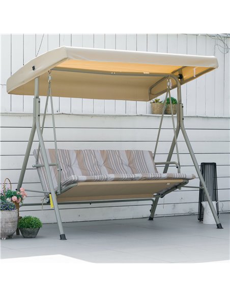 Outsunny 3 Seater Garden Swing Chair, Light Brown 84A-101V01LR - pic 35608 | FastDaddyshop