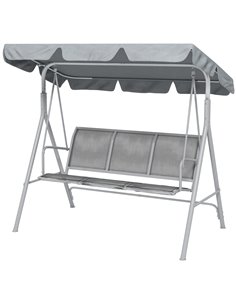 Outsunny Metal Garden Swing Chair, 3-Seater Swing Seat, Light Grey 84A-059LG