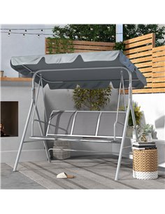 Outsunny Metal Garden Swing Chair, 3-Seater Swing Seat, Light Grey 84A-059LG 2