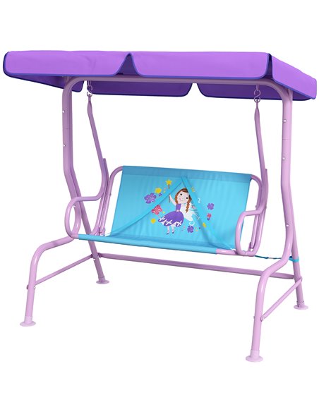 Outsunny 2 Seater Kids Garden Swing Chair Fairy Themed, Blue and Purple 3E1-004V00BU - pic 35634 | FastDaddyshop