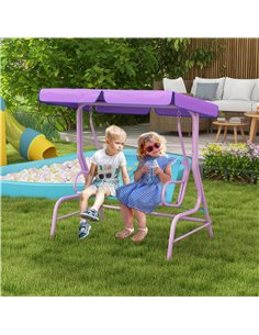 Outsunny 2 Seater Kids Garden Swing Chair Fairy Themed, Blue and Purple 3E1-004V00BU 2