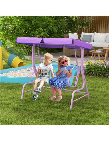 Outsunny 2 Seater Kids Garden Swing Chair Fairy Themed, Blue and Purple 3E1-004V00BU