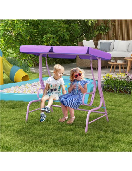 Outsunny 2 Seater Kids Garden Swing Chair Fairy Themed, Blue and Purple 3E1-004V00BU - pic 35635 | FastDaddyshop