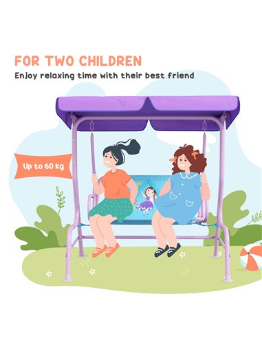 Outsunny 2 Seater Kids Garden Swing Chair Fairy Themed, Blue and Purple 3E1-004V00BU