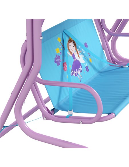 Outsunny 2 Seater Kids Garden Swing Fairy Themed Kids Swing Chair with Adjustable Canopy, Safety Belts for Park Porch Poolside 3 - pic 35641 | FastDaddyshop