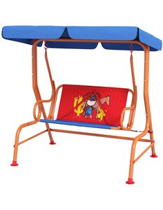 Outsunny Two Seater Kids Garden Swing Chair, Cowboy Themed, Red & Blue & Orange 3E1-003V00MX