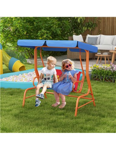 Outsunny Two Seater Kids Garden Swing Chair, Cowboy Themed, Red & Blue & Orange 3E1-003V00MX