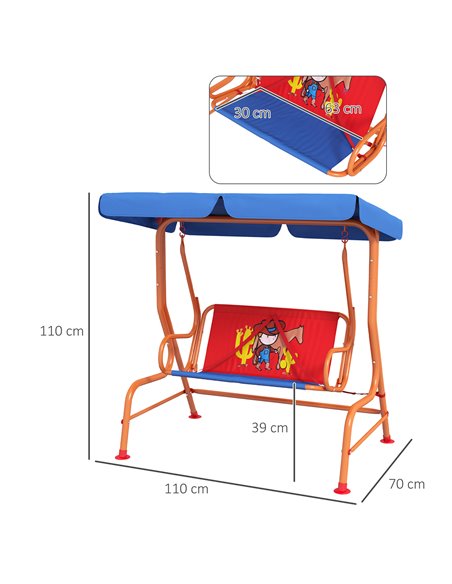 Outsunny Two Seater Kids Garden Swing Chair, Cowboy Themed, Red & Blue & Orange 3E1-003V00MX - pic 35645 | FastDaddyshop