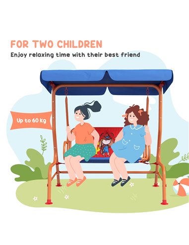 Outsunny Two Seater Kids Garden Swing Chair, Cowboy Themed, Red & Blue & Orange 3E1-003V00MX
