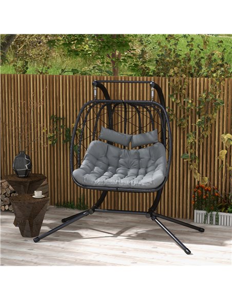 Outsunny Outdoor PE Rattan Double-seater Swing Chair, Black & Dark Grey 867-159V70BK - pic 35698 | FastDaddyshop