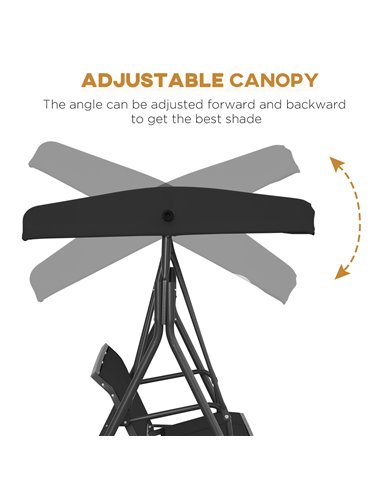 Outsunny Three-Seater Garden Swing Chair, with Canopy - Black 84A-234BK