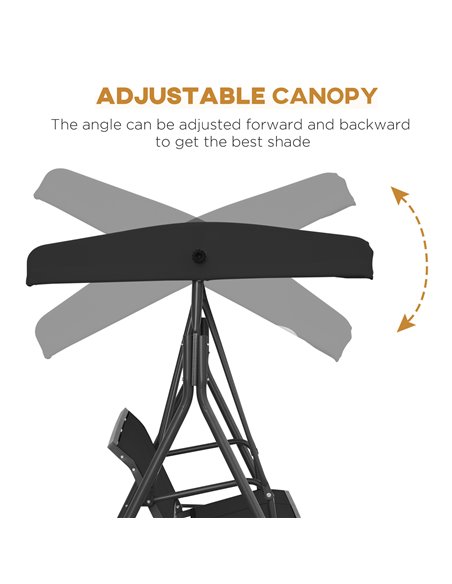 Outsunny Three-Seater Garden Swing Chair, with Canopy - Black 84A-234BK - pic 35710 | FastDaddyshop