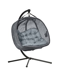 Outsunny Double Hanging Egg Chair 2 Seaters Swing Hammock Chair, Grey 84A-208V70GY