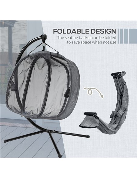 Outsunny Double Hanging Egg Chair 2 Seaters Swing Hammock Chair with Stand, Cushion and Folding Design, for Indoor and Outdoor,  - pic 35756 | FastDaddyshop