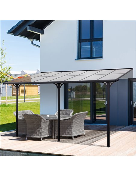 Outsunny Outdoor Patio Wall-mounted 4.35 x 3(m) Gazebo Pergola, Aluminum Post, PC Roof 84C-182 - pic 35788 | FastDaddyshop
