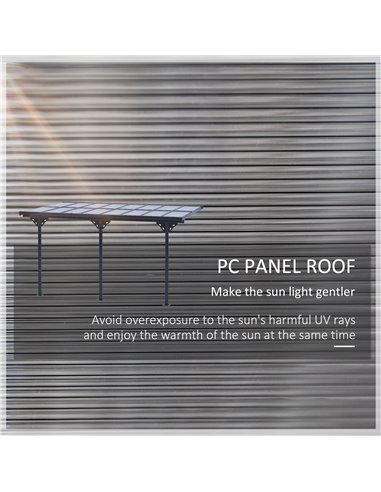 Outsunny Outdoor Patio Wall-mounted 4.35 x 3(m) Gazebo Pergola, Aluminum Post, PC Roof 84C-182