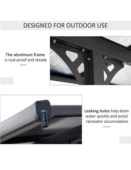 Outsunny Outdoor Patio Wall-mounted 4.35 x 3(m) Gazebo Pergola, Aluminum Post, PC Roof 84C-182 - pic 35792 | FastDaddyshop