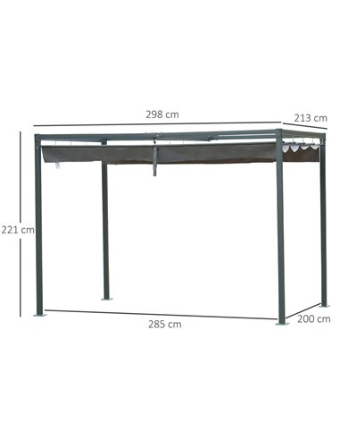 Outsunny 3 x 2 m Outdoor Pergola Gazebo, Grey 84C-175