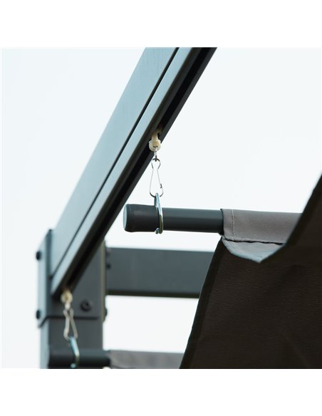 Outsunny 3 x 2 m Outdoor Pergola Gazebo Wall Mounted Retractable Canopy Garden Shelter Sun Shade Party with Metal Frame, Grey 84 - pic 35803 | FastDaddyshop