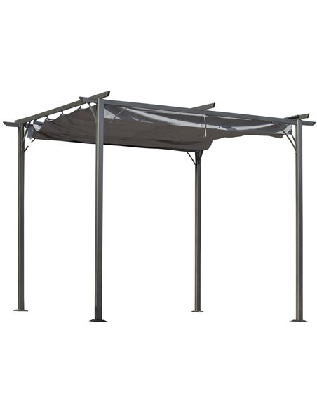 Outsunny 3x3 (m) Metal Pergola Gazebo Awning Retractable Shelter, Grey 84C-093GY - pic 35805 | FastDaddyshop