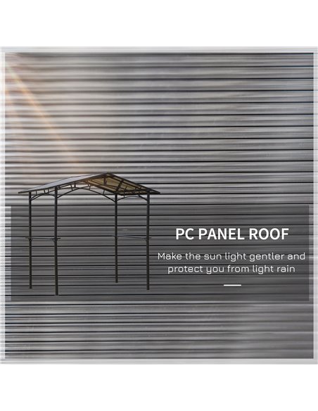 Outsunny 8ft x 5ft Outdoor BBQ Protective Gazebo Tent Aluminium Steel Frame w/ 2 Shelves Hardtop Roof Canopy Ground Stakes Safe  - pic 35817 | FastDaddyshop