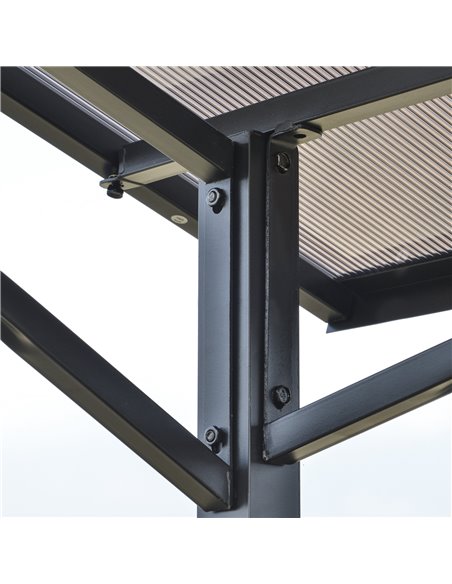 Outsunny 8ft x 5ft Outdoor BBQ Protective Gazebo Tent Aluminium Steel Frame w/ 2 Shelves Hardtop Roof Canopy Ground Stakes Safe  - pic 35820 | FastDaddyshop