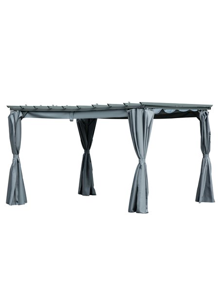 Outsunny 3.6 x 3(m) Outdoor Pergola Gazebo Retractable Shelter, Dark Grey 84C-199 - pic 35859 | FastDaddyshop