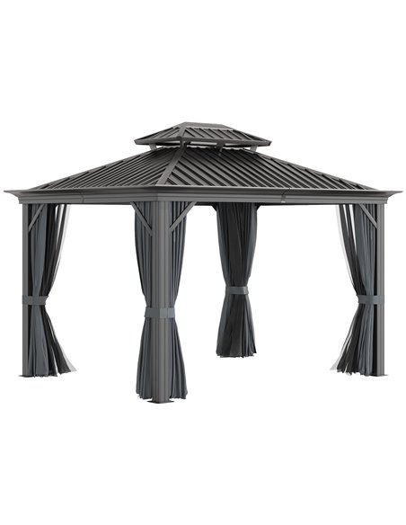 Outsunny 3.7 x 3(m) Outdoor Hardtop Gazebo Canopy Aluminum Frame with 2-Tier Roof, Grey 84C-204V02CG - pic 35895 | FastDaddyshop