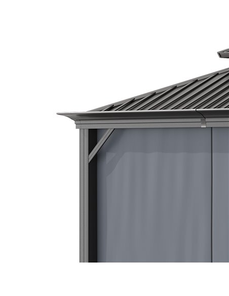 Outsunny 3.7 x 3(m) Outdoor Hardtop Gazebo Canopy Aluminum Frame with 2-Tier Roof & Mesh Netting Sidewalls for Patio, Grey 84C-2 - pic 35902 | FastDaddyshop