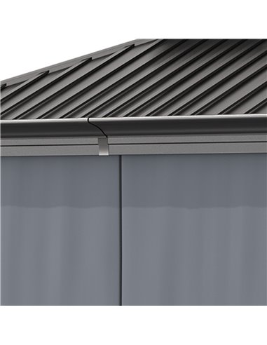 Outsunny 3.7 x 3(m) Outdoor Hardtop Gazebo Canopy Aluminum Frame with 2-Tier Roof & Mesh Netting Sidewalls for Patio, Grey 84C-2