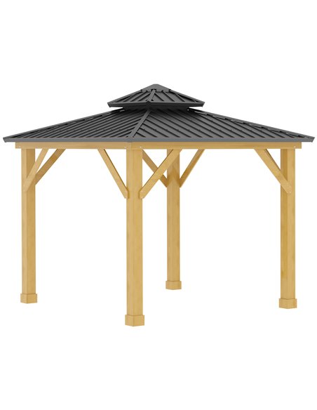 Outsunny 3x(3)M Outdoor Hardtop Gazebo Canopy with 2-Tier Roof, Grey & Natural 84C-253GY - pic 35922 | FastDaddyshop