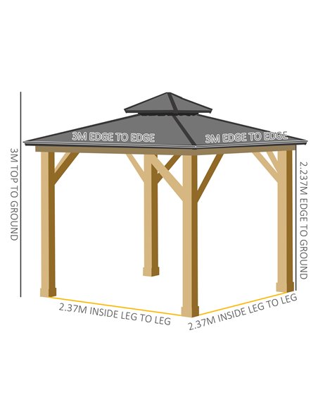 Outsunny 3x(3)M Outdoor Hardtop Gazebo Canopy with 2-Tier Roof, Grey & Natural 84C-253GY - pic 35924 | FastDaddyshop