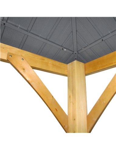 Outsunny 3x(3)M Outdoor Hardtop Gazebo Canopy with 2-Tier Roof and Solid Wood Frame Outdoor Patio Shelter for Patio, Garden, Gre