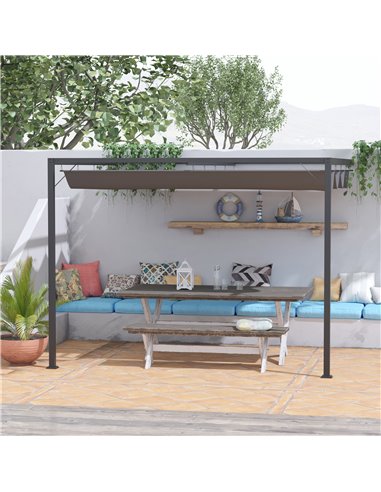 Outsunny 3(m) Outdoor Pergola Retractable Canopy, Grey 84C-180GY