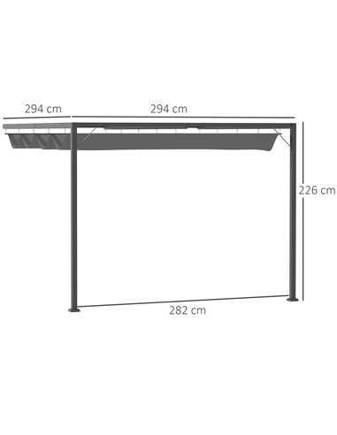 Outsunny 3(m) Outdoor Pergola Retractable Canopy, Grey 84C-180GY