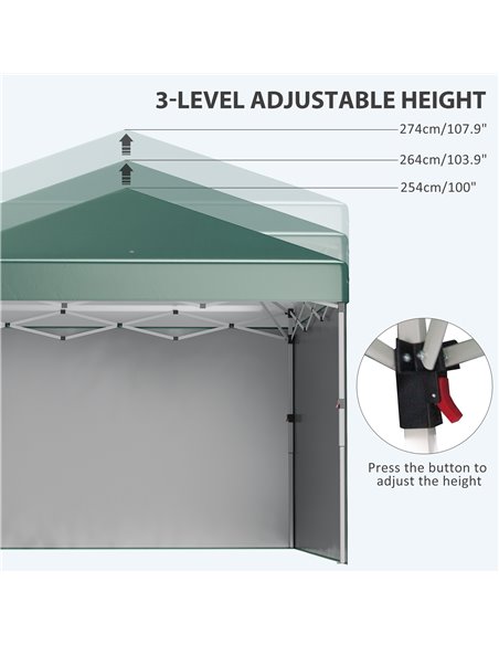 Outsunny 3 x 3 (M) Pop Up Gazebo with 2 Sidewalls, Leg Weight Bags and Carry Bag, Height Adjustable Party Tent Event Shelter for - pic 35999 | FastDaddyshop
