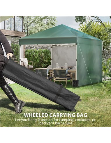 Outsunny 3 x 3 (M) Pop Up Gazebo with 2 Sidewalls, Leg Weight Bags and Carry Bag, Height Adjustable Party Tent Event Shelter for