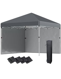 Outsunny 3 x 3 (M) Pop Up Gazebo with 2 Sidewalls, Dark Grey 84C-403V00CG