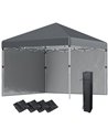 Outsunny 3 x 3 (M) Pop Up Gazebo with 2 Sidewalls, Dark Grey 84C-403V00CG