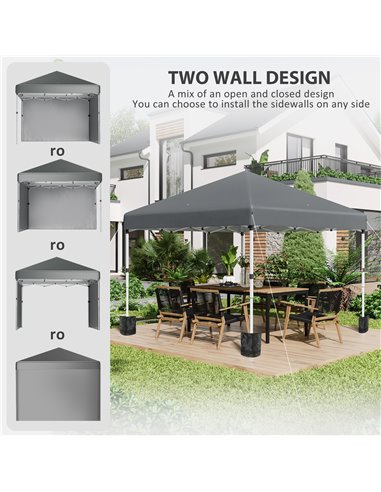 Outsunny 3 x 3 (M) Pop Up Gazebo with 2 Sidewalls, Dark Grey 84C-403V00CG