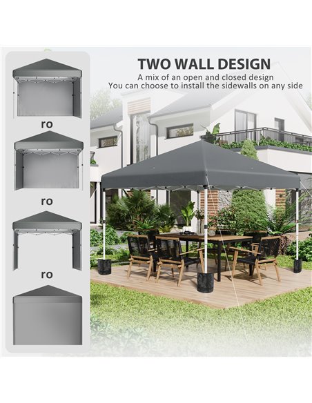 Outsunny 3 x 3 (M) Pop Up Gazebo with 2 Sidewalls, Dark Grey 84C-403V00CG - pic 36024 | FastDaddyshop