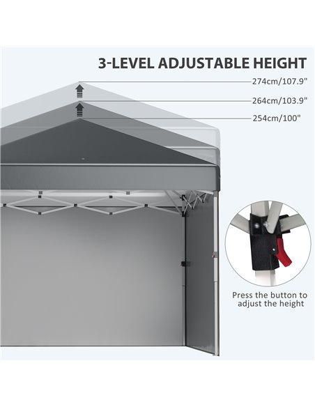 Outsunny 3 x 3 (M) Pop Up Gazebo with 2 Sidewalls, Leg Weight Bags and Carry Bag, Height Adjustable Party Tent Event Shelter for - pic 36025 | FastDaddyshop