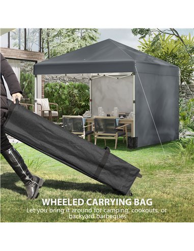 Outsunny 3 x 3 (M) Pop Up Gazebo with 2 Sidewalls, Leg Weight Bags and Carry Bag, Height Adjustable Party Tent Event Shelter for