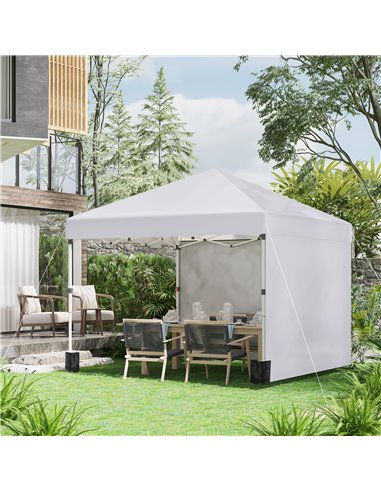 Outsunny 3 x 3 (M) Pop Up Gazebo with 2 Sidewalls, White 84C-403V00WT
