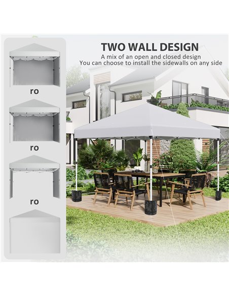 Outsunny 3 x 3 (M) Pop Up Gazebo with 2 Sidewalls, White 84C-403V00WT - pic 36033 | FastDaddyshop