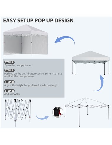 Outsunny 3 x 3 (M) Pop Up Gazebo with 2 Sidewalls, White 84C-403V00WT